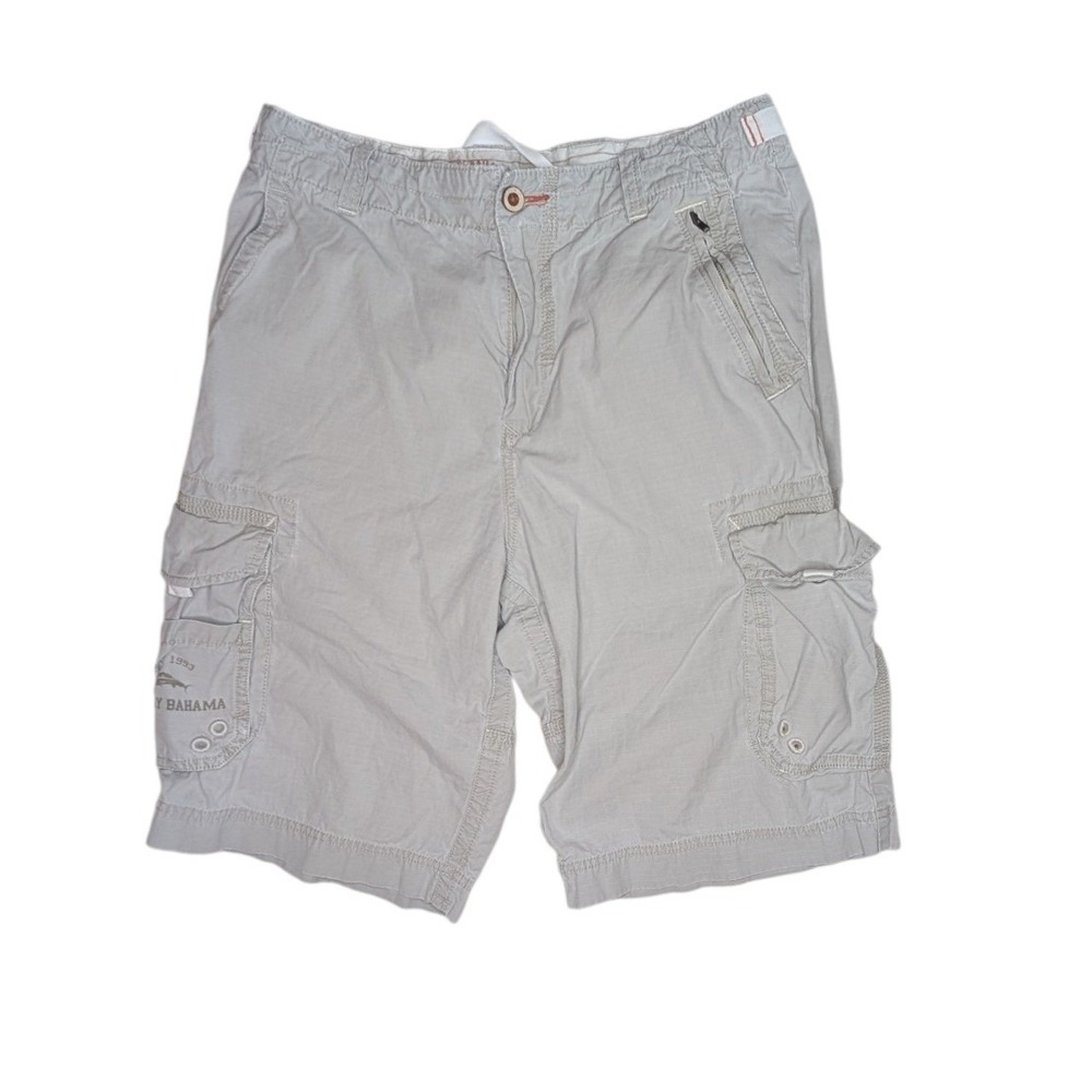Tommy Bahama Cargo Shorts Mens 32 Beige Relaxed Fit Marlin Embroidered Cotton 11